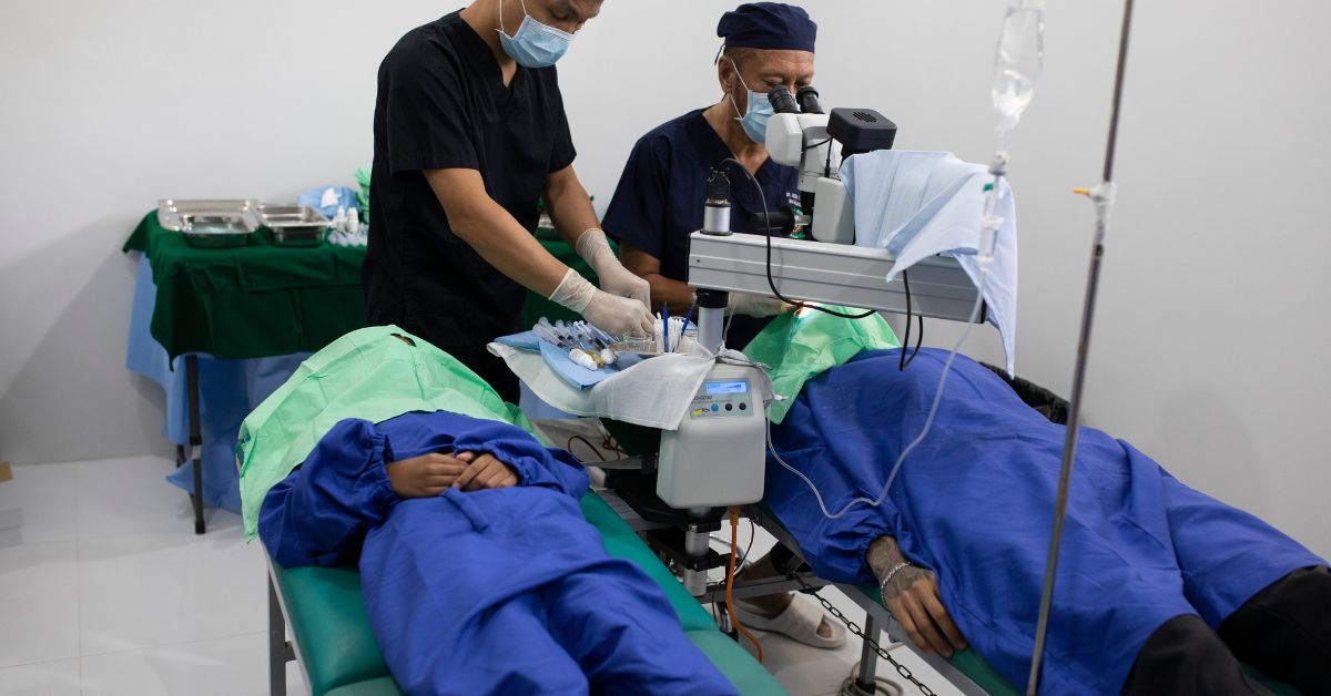 Above: Just 12 minutes in surgery was all Armon needed to have his sight restored.