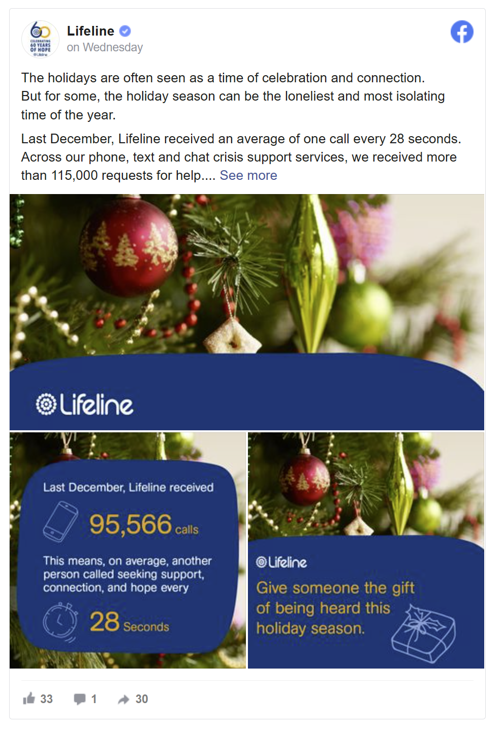 Lifeline Facebooak post