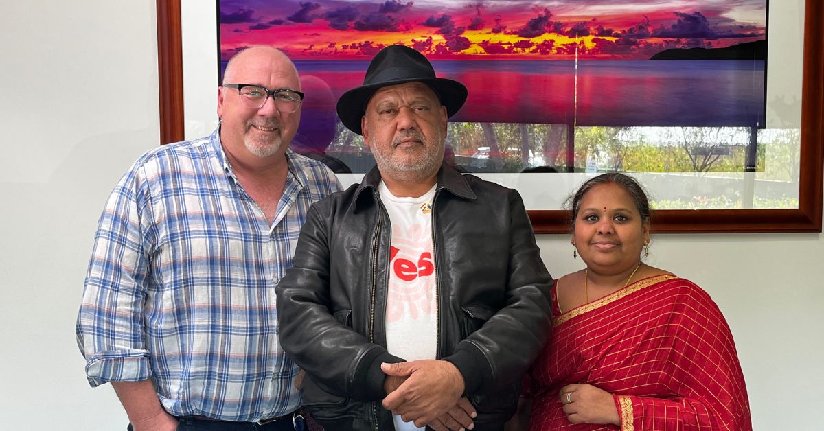 Noel Pearson with Dwayne Jeffries and Neelima Paravastu